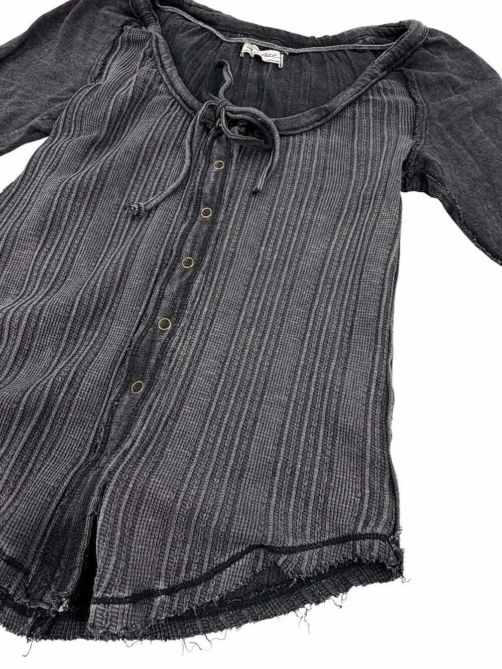 FREE PEOPLE Women's Faded Black Short Sleeve Snap Front Short Sleeve Shirt XS